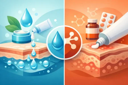 Hidratação intensiva vs corticoide na pele